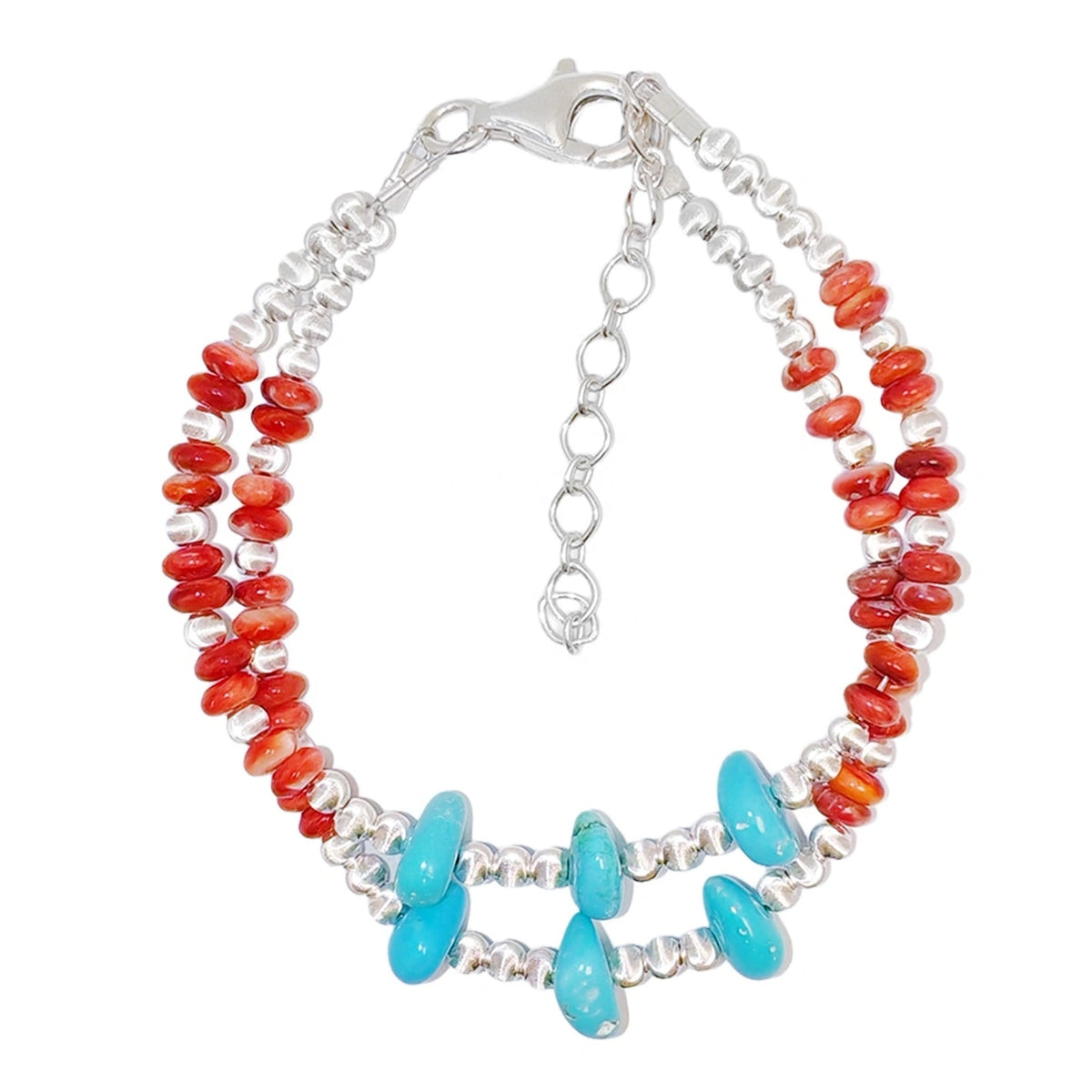 Double Winter Natural Turquoise Bracelet Red Spiny Oyster With S925 Silver Exquisite Bracelet High Jewelry Designer Custom