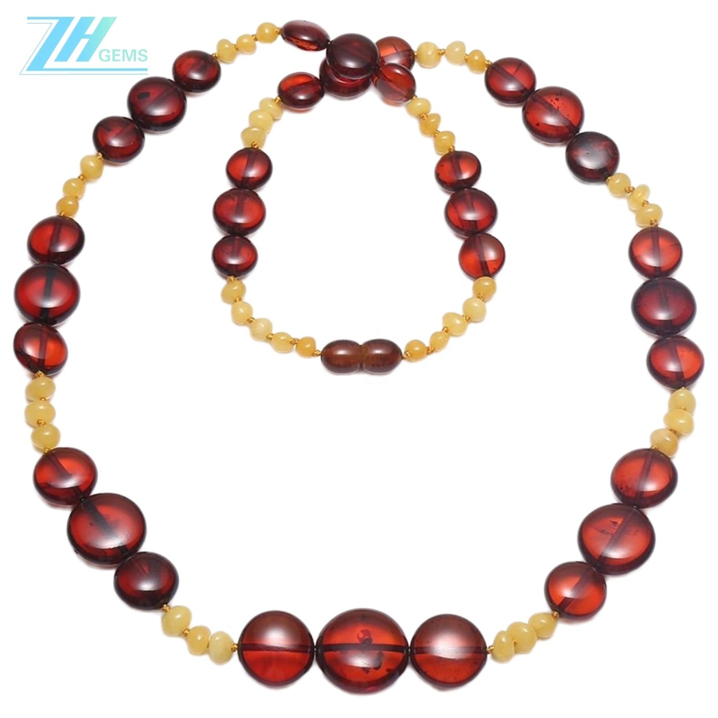 Amber With Red Plated Sterling Silver Burgundy Free-shape Brown Necklace Modern Amber Jewellery Set Gift For Women Necklace