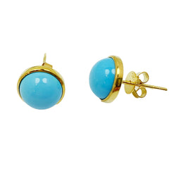 14k Gold Electrolysis 18k Gold Sleeping Beauty Mine Natural Electrolytic Turquoise Round Earrings Jewelry Accessories For Women