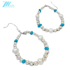 Pearl Earrings Turquoise Natural Earrings S925 Silver Women's Jewelry Best Selling Designer Custom Beautiful Women's Jewelry