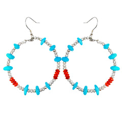 Authentic High Quality Earrings Natural Winter Women's Earrings Natural Spiny Oyster Natural Turquoise With 3mm Silver Beads