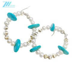 Natural Pearl And Turquoise Premium Earrings With Delicate S925 Silver Jewelry Original Earring Design Handmade