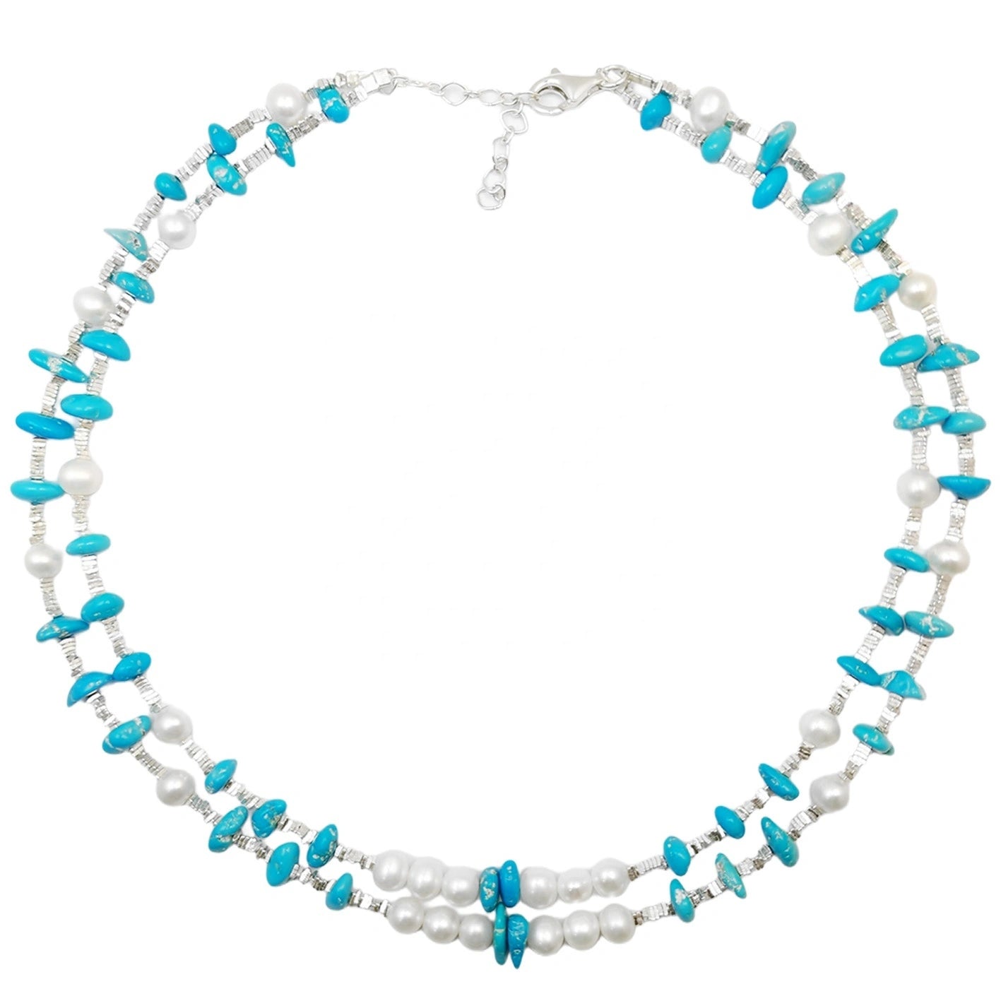 Healing Double Necklace Pearl Turquoise Natural S925 Silver Women's Jewelry Best-selling Designer Custom Beautiful Jewelry