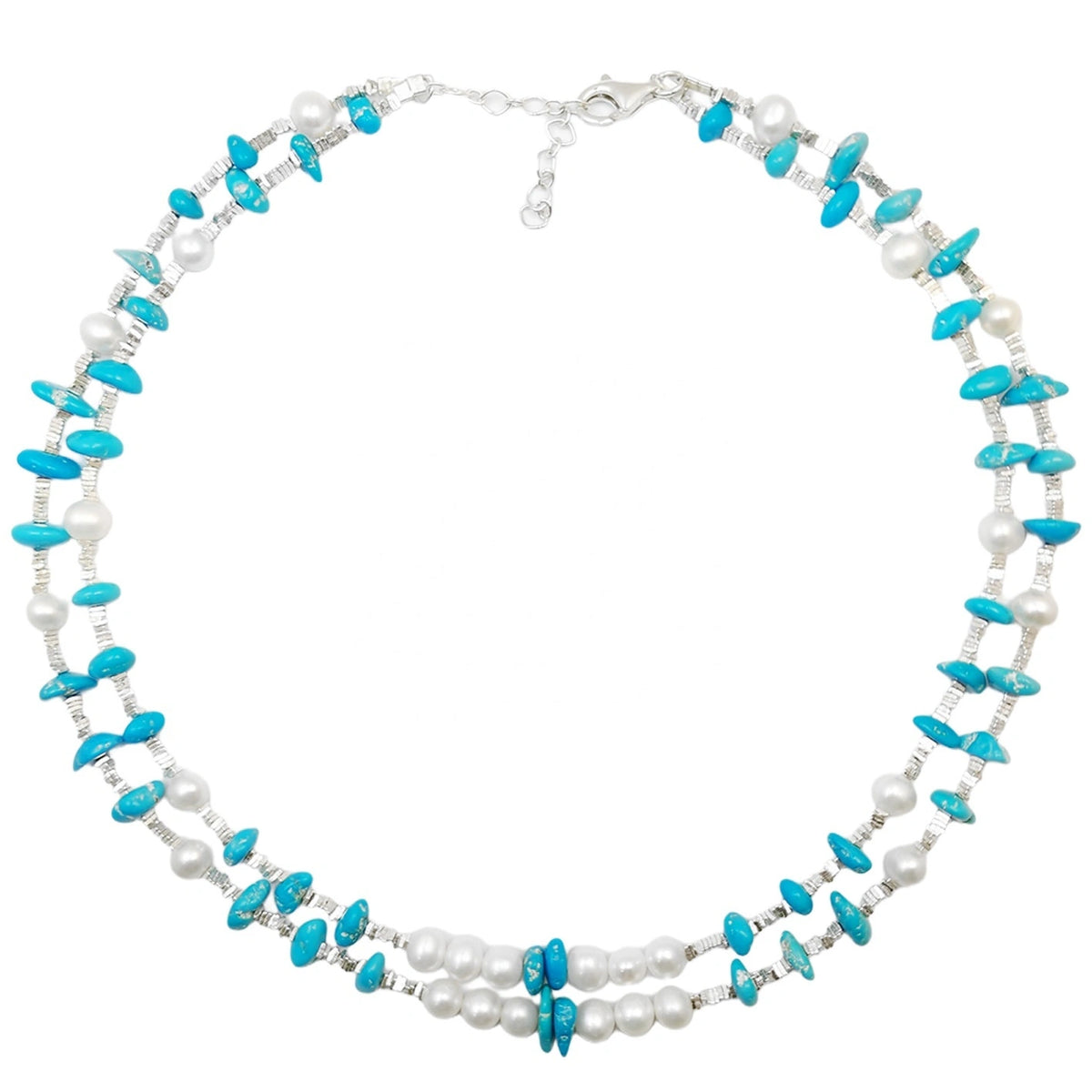 Healing Double Necklace Pearl Turquoise Natural S925 Silver Women's Jewelry Best-selling Designer Custom Beautiful Jewelry