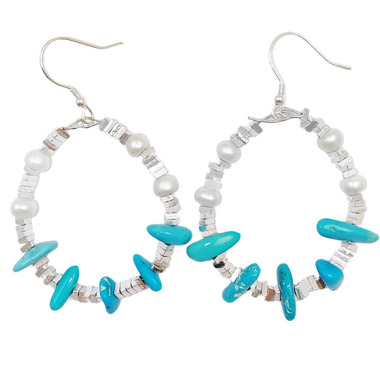 Pearl Earrings Turquoise Natural Earrings S925 Silver Women's Jewelry Best Selling Designer Custom Beauty Jewelry