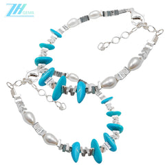 Turquoise Pearl Bracelet Fashion Women's Jewelry Versatile Multi-occasion Pearl Bracelet Silver Jewelry
