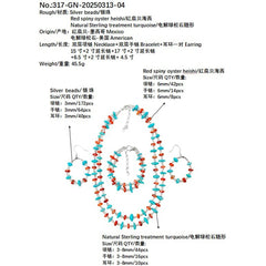 Sterling Treatment Turquoise Red Spiny Oyster And S925 Silver Form A Set With Double Layer Ingenuity It Fully Exudes