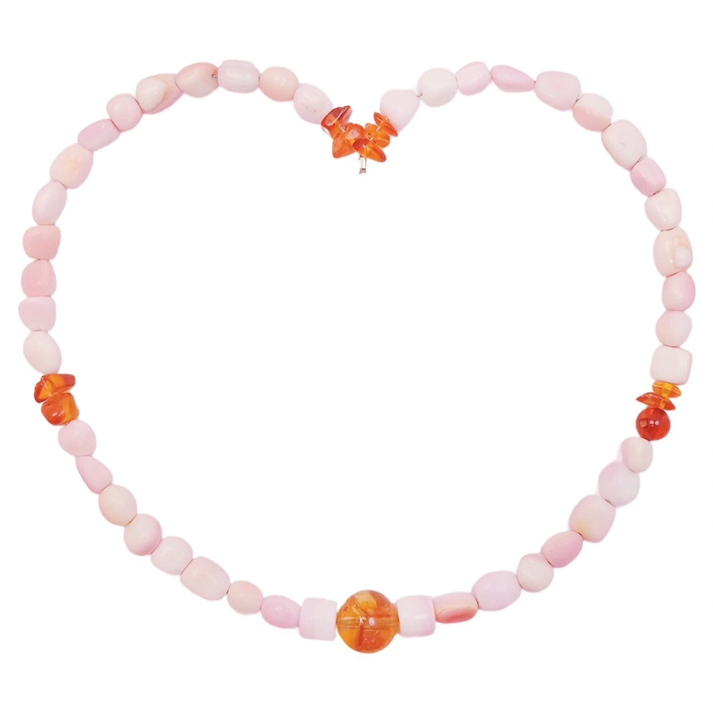Pink Opal Amber And citrine Shape Free-shape Pink Yellow Orange Color Jewelry As Gift For Her Beautiful Necklace
