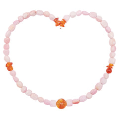 Pink Opal Amber And citrine Shape Free-shape Pink Yellow Orange Color Jewelry As Gift For Her Beautiful Necklace