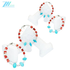 High Quality Red Spiny Oyster Earrings Turquoise With S925 Silver Delicate Bracelet Custom Design Modern Style Jewelry