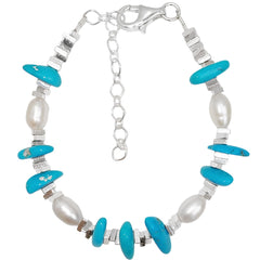 Natural Turquoise Bracelet Delicate Natural Pearls And Turquoise Beautiful Bracelet Goddess Essential Popular Hot Sale