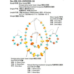Jewelry Set Is Made Of Sterling Treatment Turquoise Orange Spiny Oyster And S925 Silver With A Unified Style It Fully Shows