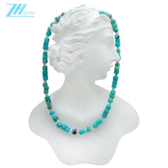 Natural Filled Turquoise Drum Beads S925 Silver Necklace Exquisite Jewelry Accessories Women Fashion