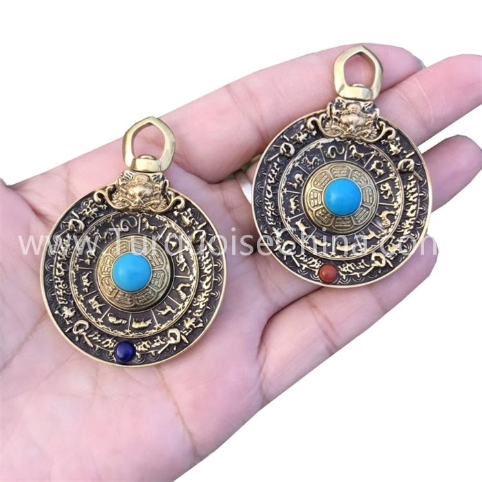 Chinese zodiac sign and natural Turquoise pendant gemstone