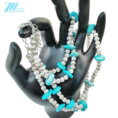 High Quality Turquoise Pearl Necklace S925 Silver Fashion Suitable For Popular Custom Necklaces Designer Carefully Designed