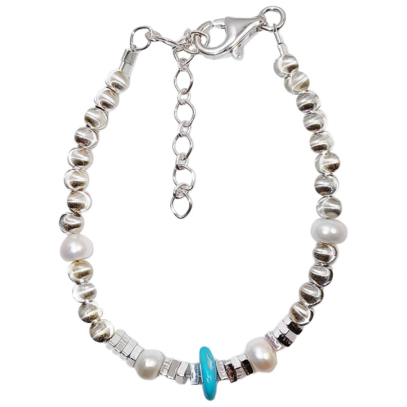 Beautiful Anniversary Gift Natural Turquoise Pearl With S925 Silver Bracelet High Jewelry Exclusive Custom