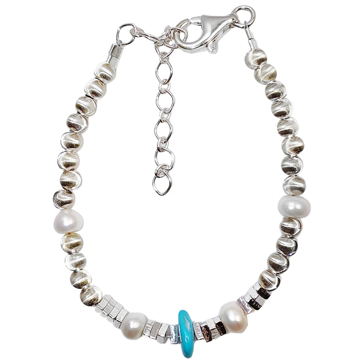 Beautiful Anniversary Gift Natural Turquoise Pearl With S925 Silver Bracelet High Jewelry Exclusive Custom