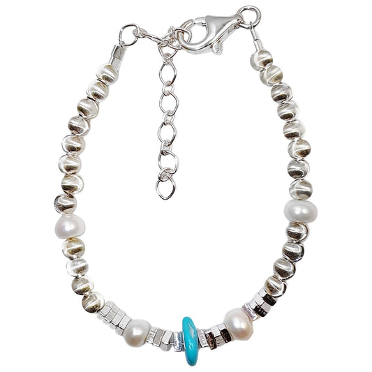 Beautiful Anniversary Gift Natural Turquoise Pearl With S925 Silver Bracelet High Jewelry Exclusive Custom