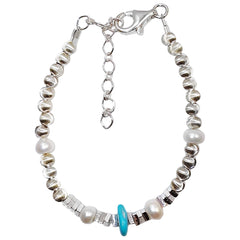 Beautiful Anniversary Gift Natural Turquoise Pearl With S925 Silver Bracelet High Jewelry Exclusive Custom