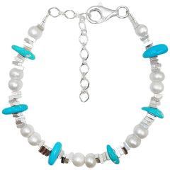 Natural Turquoise Pearl With S925 Silver Authentic Bracelet Diy Jewelry Making And Beadwork