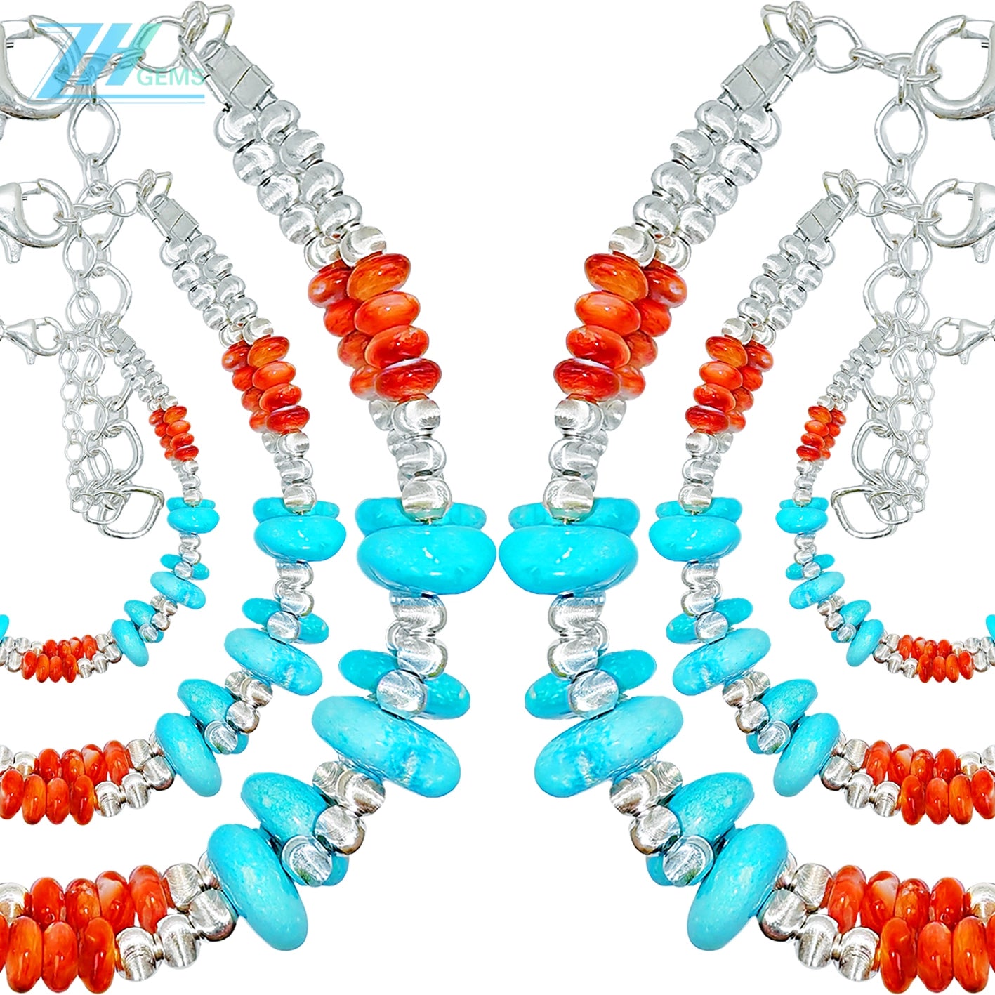 New Year's Gift Beautiful Natural Winter Turquoise Bracelet For Women Natural Rare Red Spiny Oyster And Turquoise Beautiful