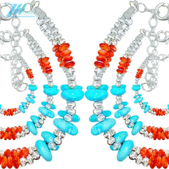 New Year's Gift Beautiful Natural Winter Turquoise Bracelet For Women Natural Rare Red Spiny Oyster And Turquoise Beautiful