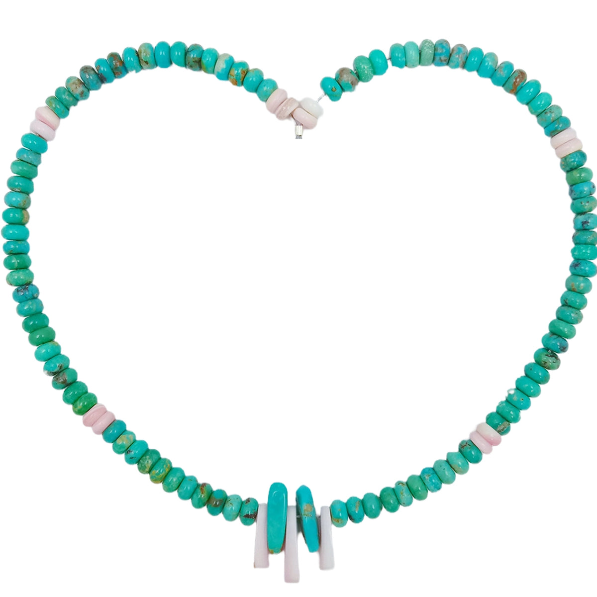 Natural Turquoise And Pink Opal With Roundle Beads Green And Pink Gemstone 30g Choker Simple Handmade Jewelry For Making Jewelry