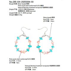 These Earrings Combine Pink Opal And Natural Turquoise In A Unique Shape When Worn They Sway Gracefully Showing Unique