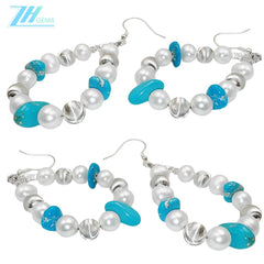 Boutique Earrings Gift S925 Silver & Natural Pearl Turquoise Beautiful Jewelry Natural Jewelry Jewelry Design
