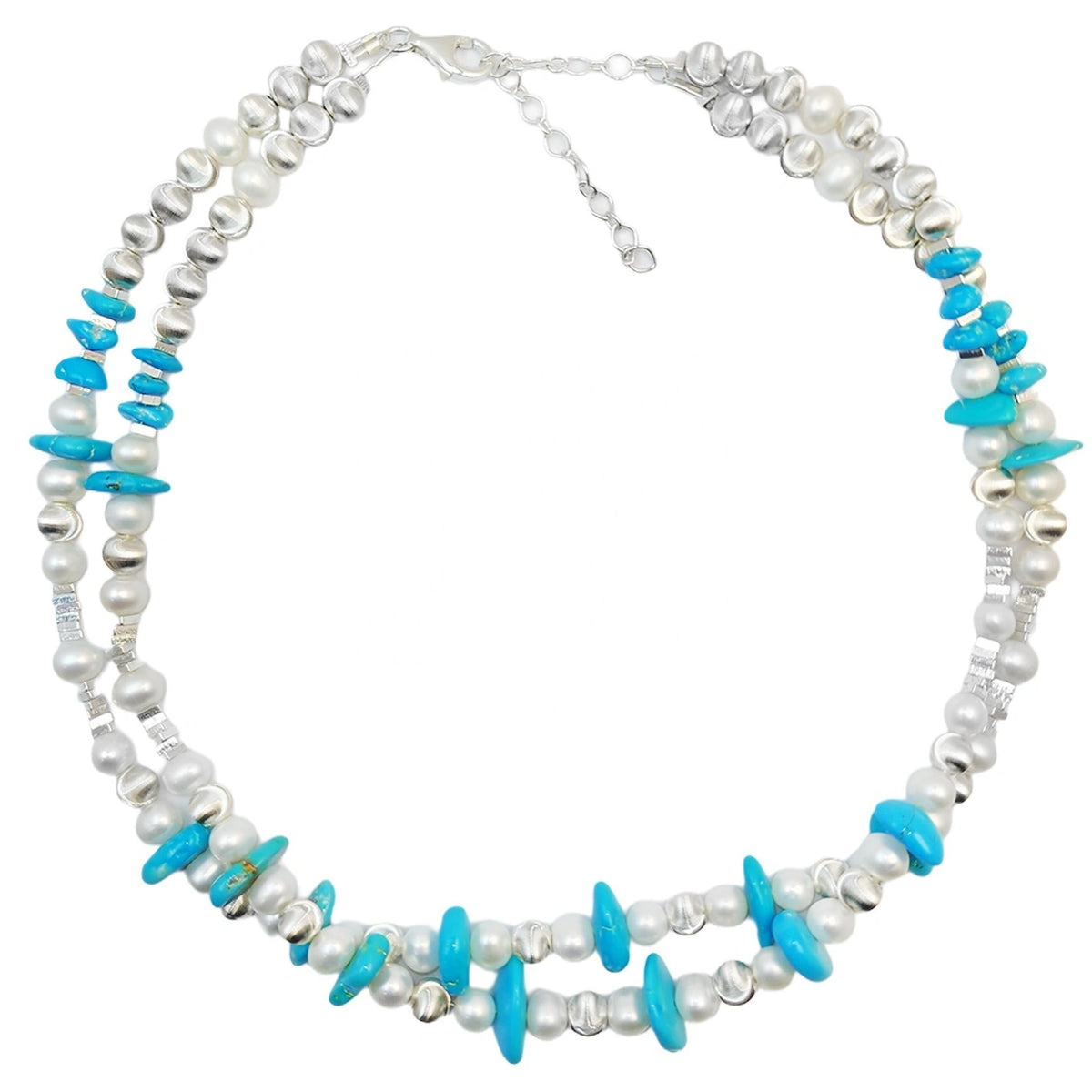 Winter Goddess Essential Pearl Double Necklace Jewelry S925 Silver Beads Natural Turquoise Silver Bracelet Jewelry