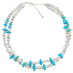 Winter Goddess Essential Pearl Double Necklace Jewelry S925 Silver Beads Natural Turquoise Silver Bracelet Jewelry