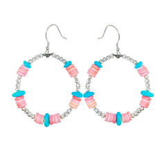High Quality Turquoise Earrings Natural Turquoise High Porcelain And Pink Opal Abacus Beads Silver Beads,Silver Jewelry