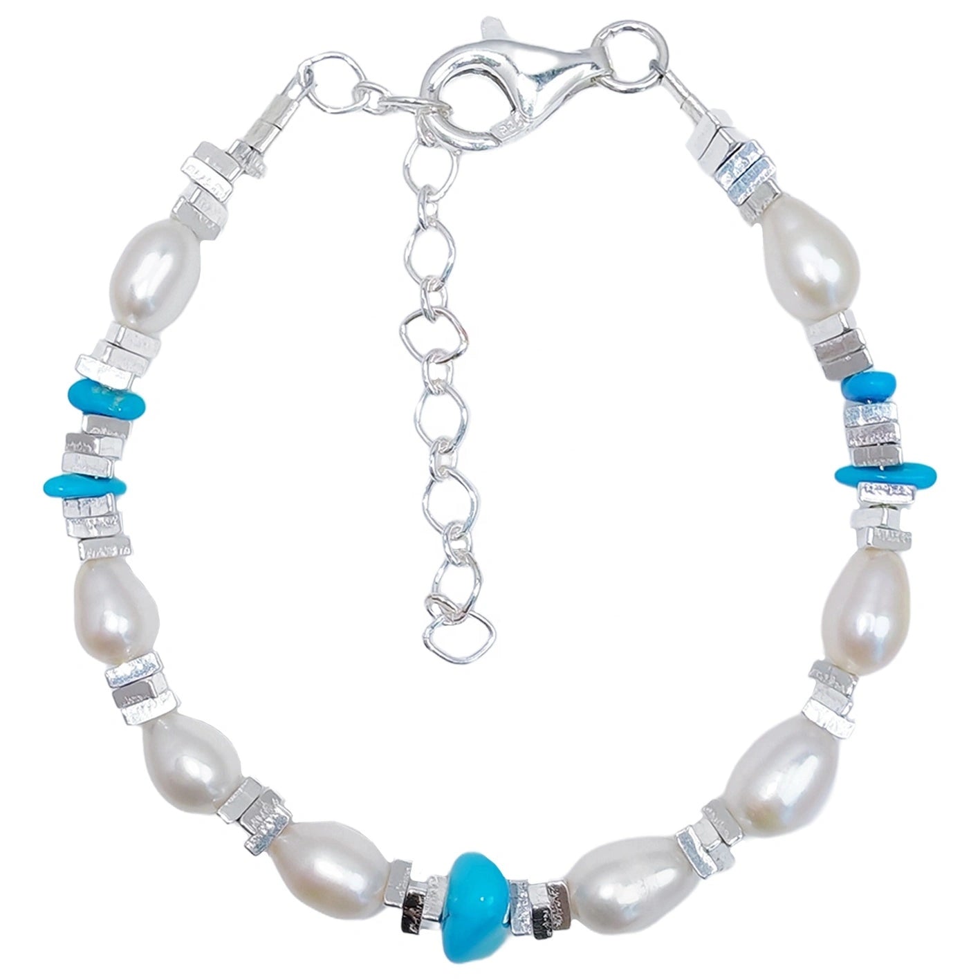 Goddess Natural Turquoise Jewelry S925 Silver With Pearls High Quality Turquoise Simple Original Jewelry Design Pearl Bracelet