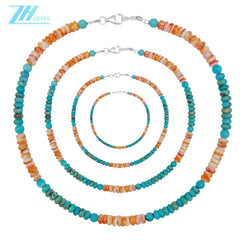 Spiny Oyster Beads Natural Stablish Turquoise Beads S925 Silver Necklace Jewelry Accessories Female Fashion Exquisite