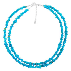 Fashion Sleeping Beauty Mine Natural Sterling Treatment Turquoise Free-shaped S925 Silver Double-layer Necklace