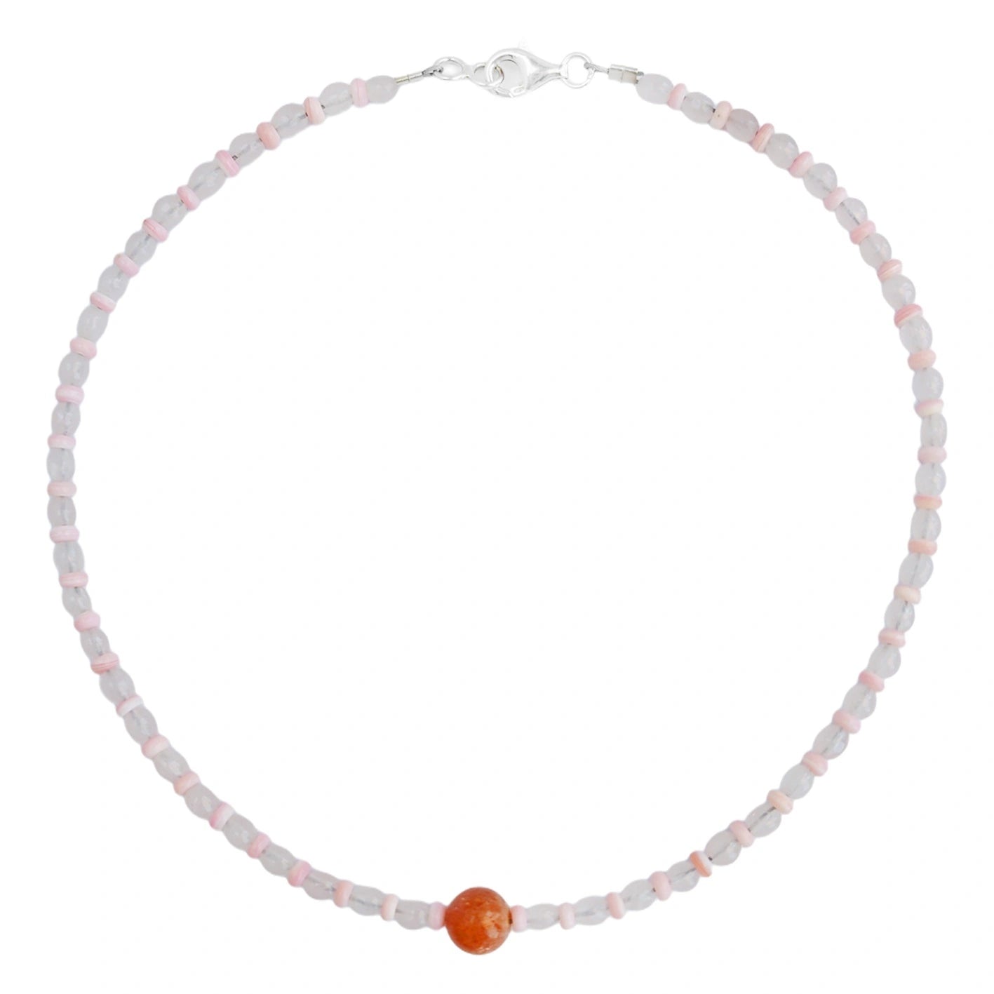 Natural Pink Opal Beads Natural Pink Crystal Natural Sunstone Sweet Necklace Fashionable Women's Natural Necklace