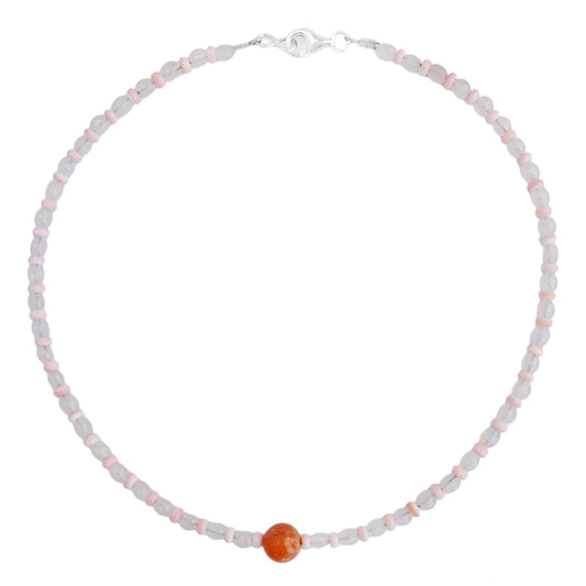 Natural Pink Opal Beads Natural Pink Crystal Natural Sunstone Sweet Necklace Fashionable Women's Natural Necklace