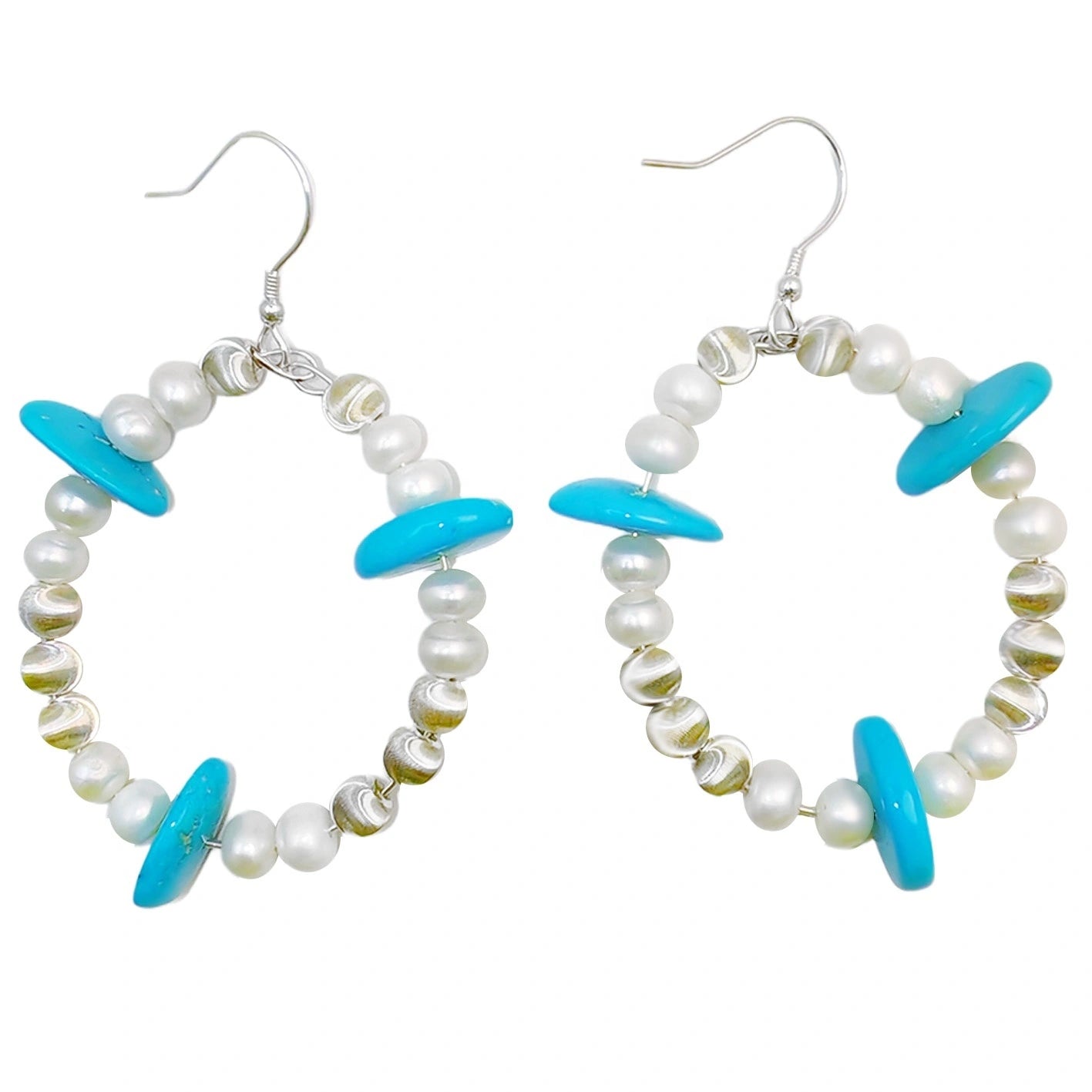 Natural Pearl And Turquoise Premium Earrings With Delicate S925 Silver Jewelry Original Earring Design Handmade