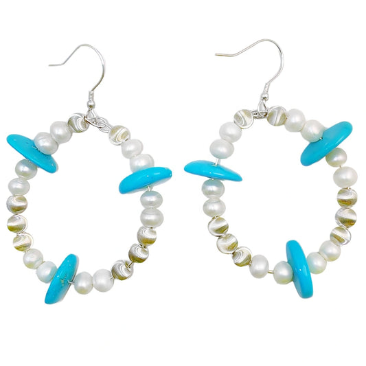 Natural Pearl And Turquoise Premium Earrings With Delicate S925 Silver Jewelry Original Earring Design Handmade