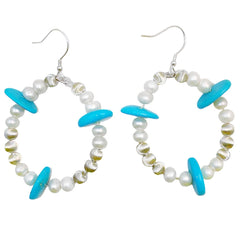 Natural Pearl And Turquoise Premium Earrings With Delicate S925 Silver Jewelry Original Earring Design Handmade