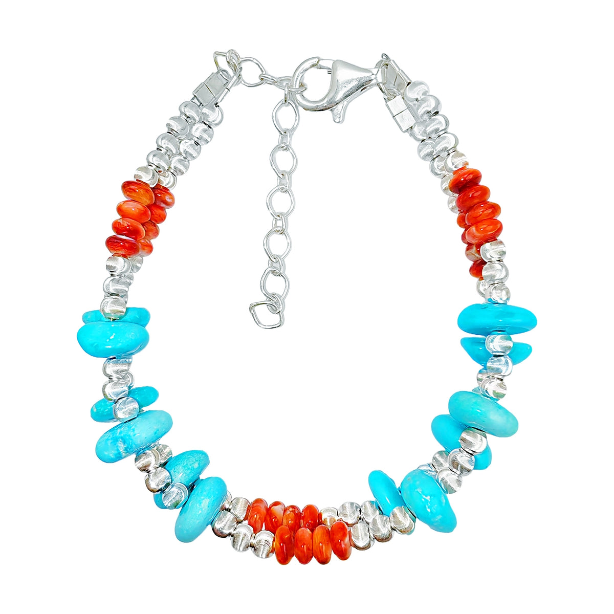 New Year's Gift Beautiful Natural Winter Turquoise Bracelet For Women Natural Rare Red Spiny Oyster And Turquoise Beautiful