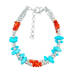 New Year's Gift Beautiful Natural Winter Turquoise Bracelet For Women Natural Rare Red Spiny Oyster And Turquoise Beautiful