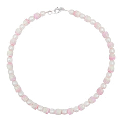 Natural Pearls Natural Pink Opal Drum Shape Necklace Jewelry Temperament Women's Design Pearl Necklace