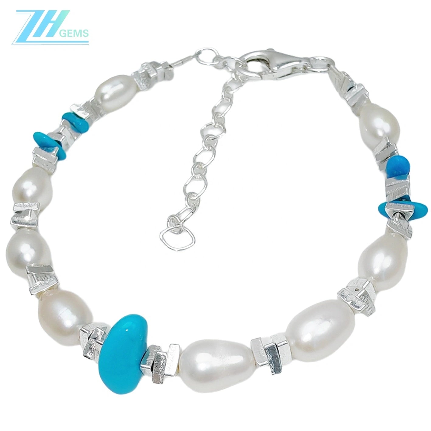 Goddess Natural Turquoise Jewelry S925 Silver With Pearls High Quality Turquoise Simple Original Jewelry Design Pearl Bracelet