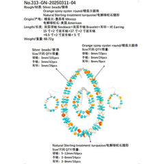 The Set Made Of Sterling Treatment Turquoise Orange Spiny Oyster And S925 Silver Features Double Layer Ingenuity