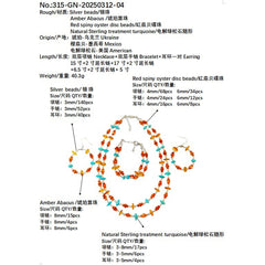 Sterling Treatment Turquoise And Orange Spiny Oyster Are Strung Into A Set By S925 Silver