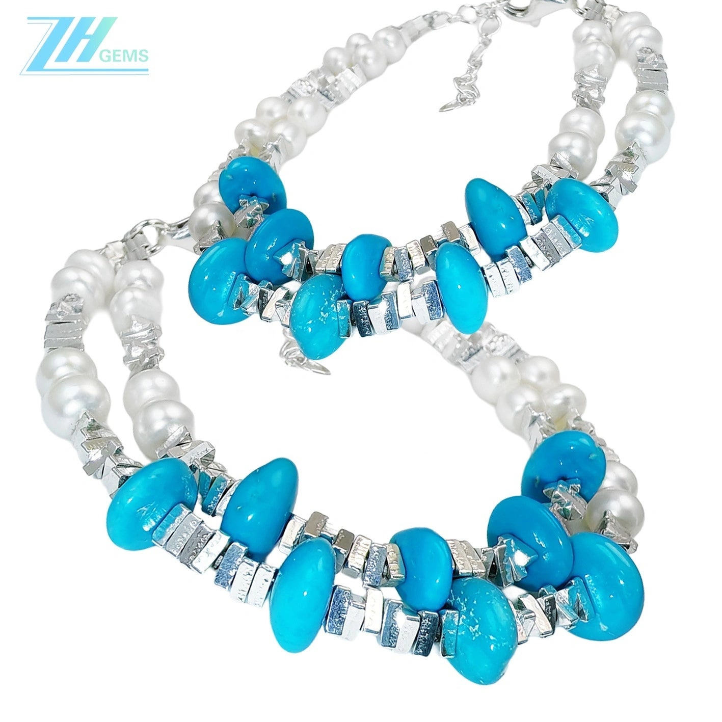 High Quality Natural Turquoise Premium Women's Bracelet Delicate S925 Silver Natural Pearl Beautiful Jewelry Bracelet1