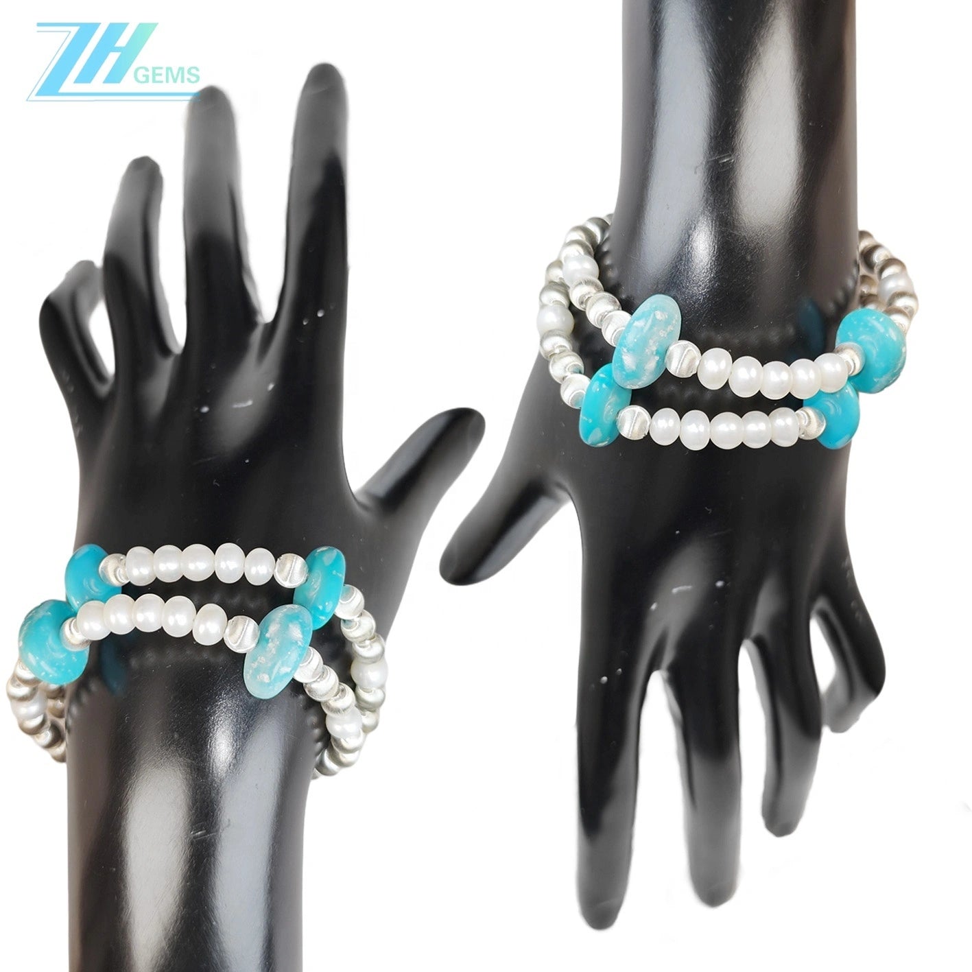 Turquoise Bracelet Natural Turquoise Women's Bracelet Matching Delicate Natural Pearls And Turquoise Beautiful Silver