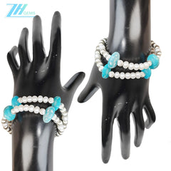 Turquoise Bracelet Natural Turquoise Women's Bracelet Matching Delicate Natural Pearls And Turquoise Beautiful Silver