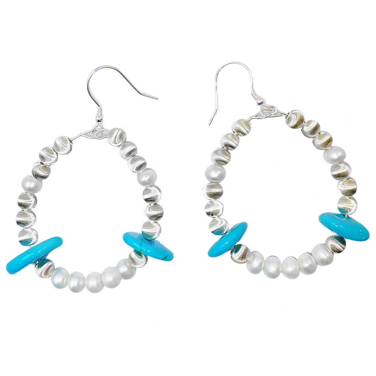 Pearl Earrings S925 Silver Earrings Natural Turquoise High Quality Pearls Luxury Style Hot Selling Popular Style